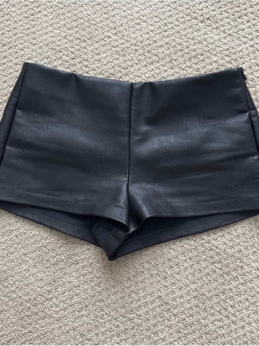 Garage Black Faux Leather High Waist Shorts